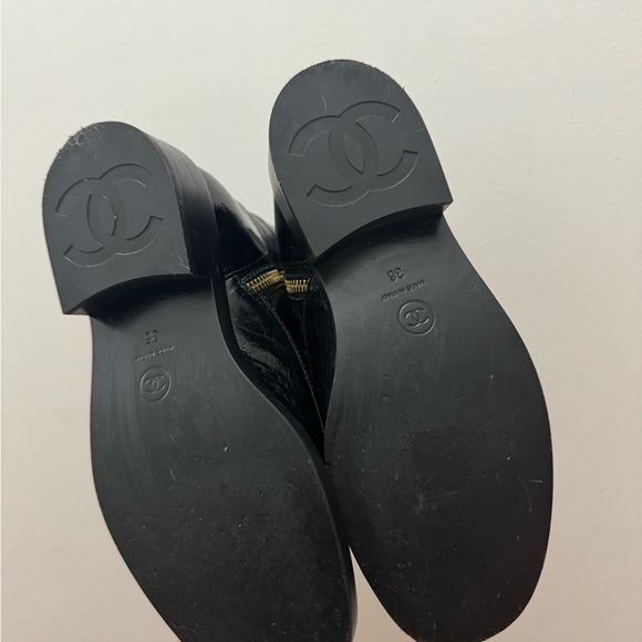 CHANEL Shiny Goatskin Cap Toe Combat Boots - Picture 6 of 6